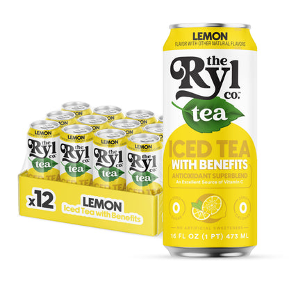 Ryl Iced Tea, Lemon, Antioxidant Superblend, Zero Sugar, Low Carb, Zero Calorie Iced Tea, 16.0 Fl Oz (12-Pack)