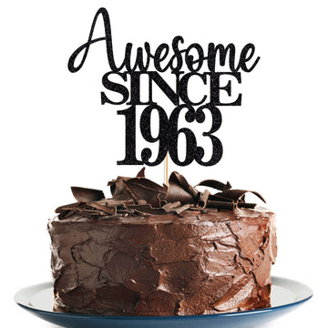 61St Awesome Since1963 Cake Topper Cheers To 61 Years Birthday Cake Pick 61 Fabulous Cake Decoration For Happy 61St Birthday Ann