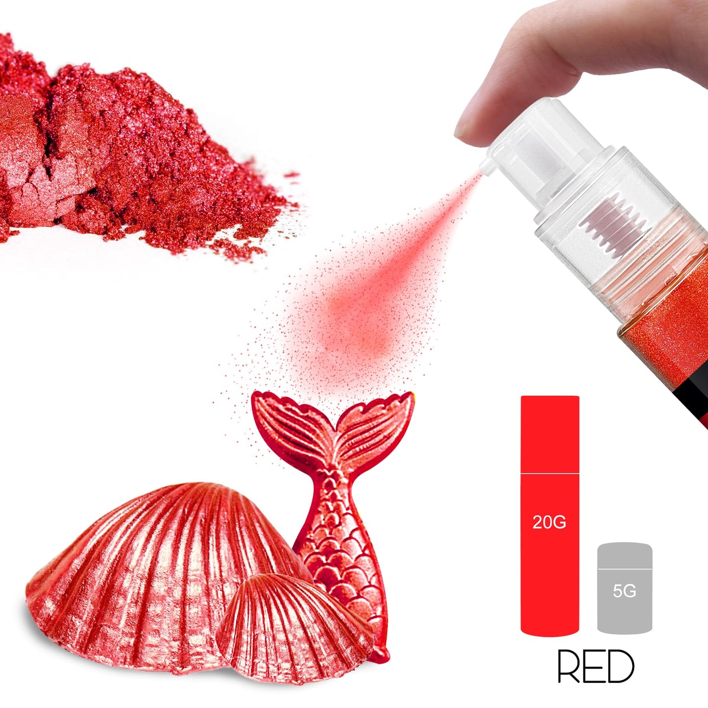 YumCraft Edible Glitter Spray - 20g Luster Dust for Cake Decorating, Red