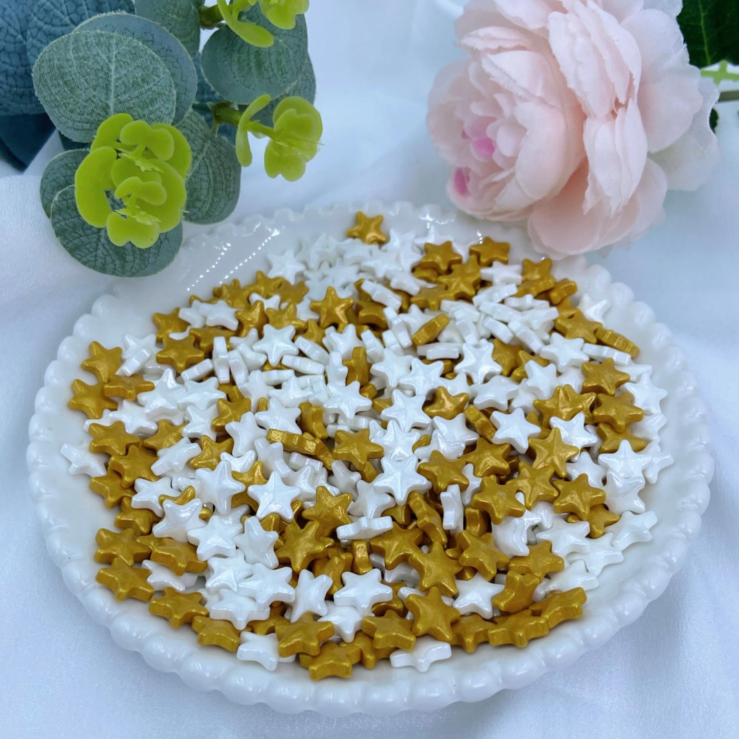 Littlestar Sprinkles - White And Gold Star Sprinkle For Cake Decorating 4 Ounce - Sugar Mix Star Sprinkles For Cupcake Toppers,