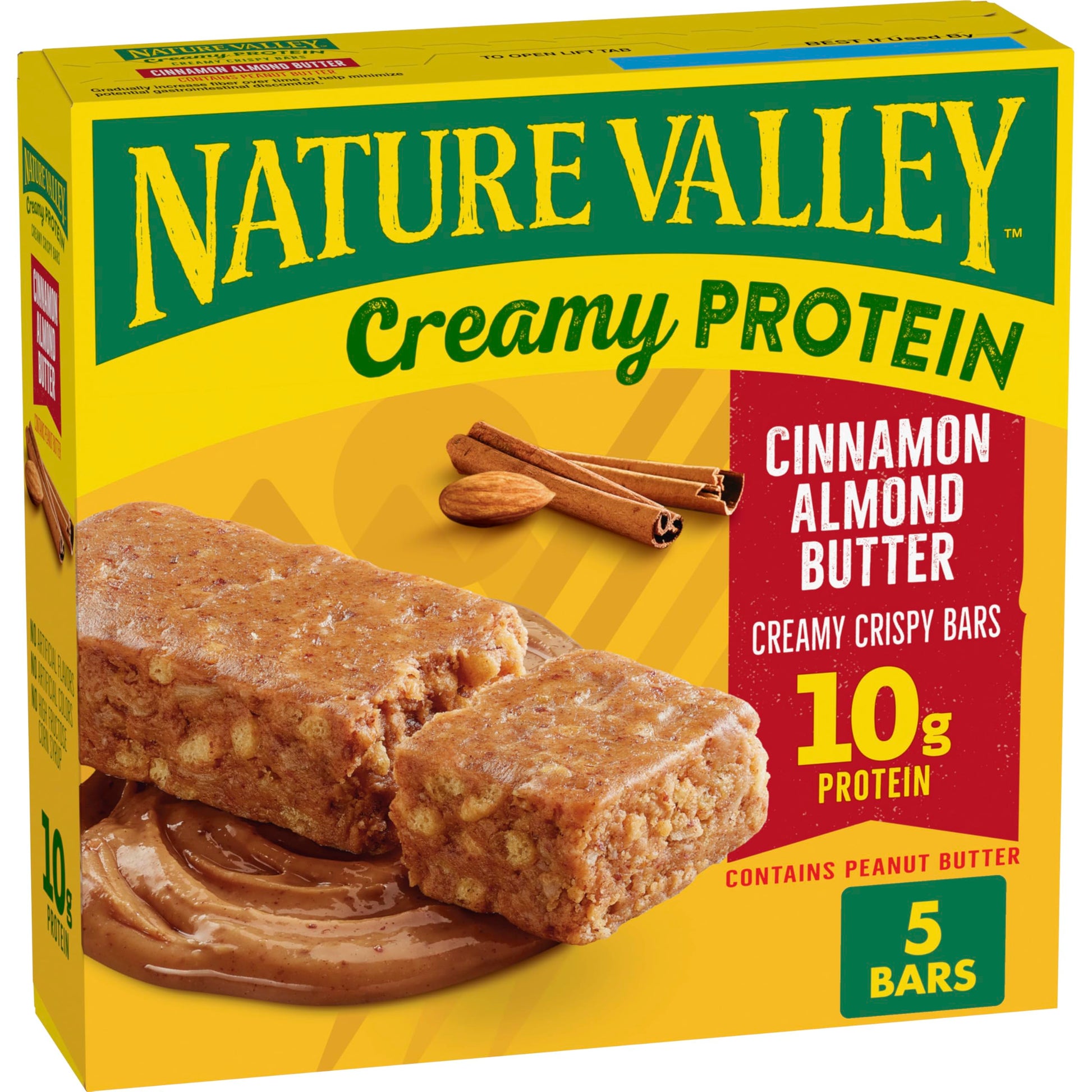 Nature Valley Creamy Protein Bars  Cinnamon Almond Butter  10g Protein Snacks  5 Bars  7.45 oz