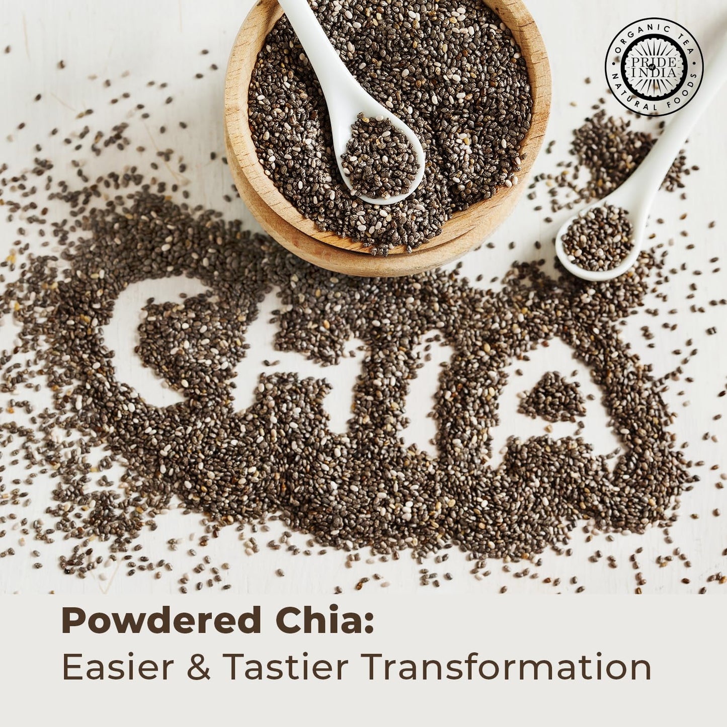 Pride Of India Premium Black Chia Seeds Powder, 1 lbs (454 gm), Mild Nutty Flavor, Freshly Milled for Baking and Thickening