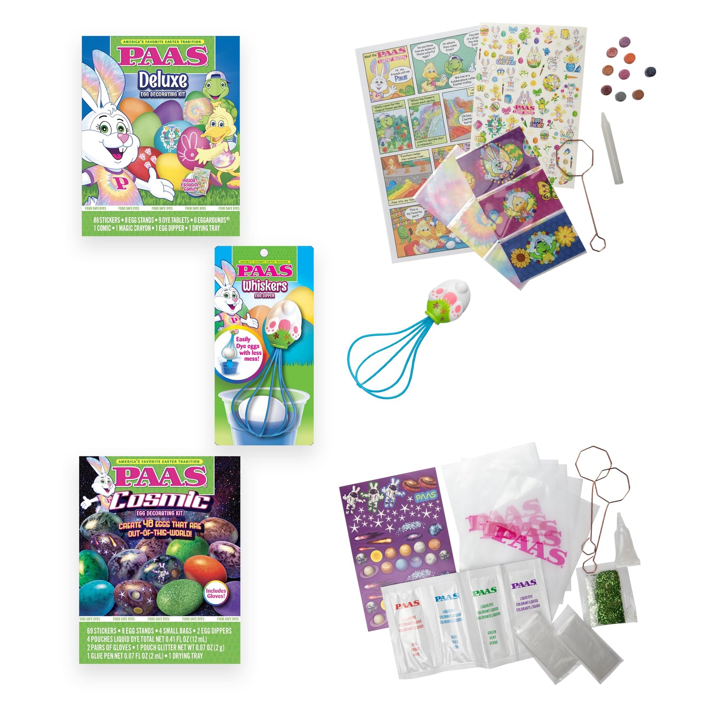 PAAS Easter Egg Decorating Bundle - Deluxe & Cosmic Kits, Food Safe Dye, 3 Piece Set