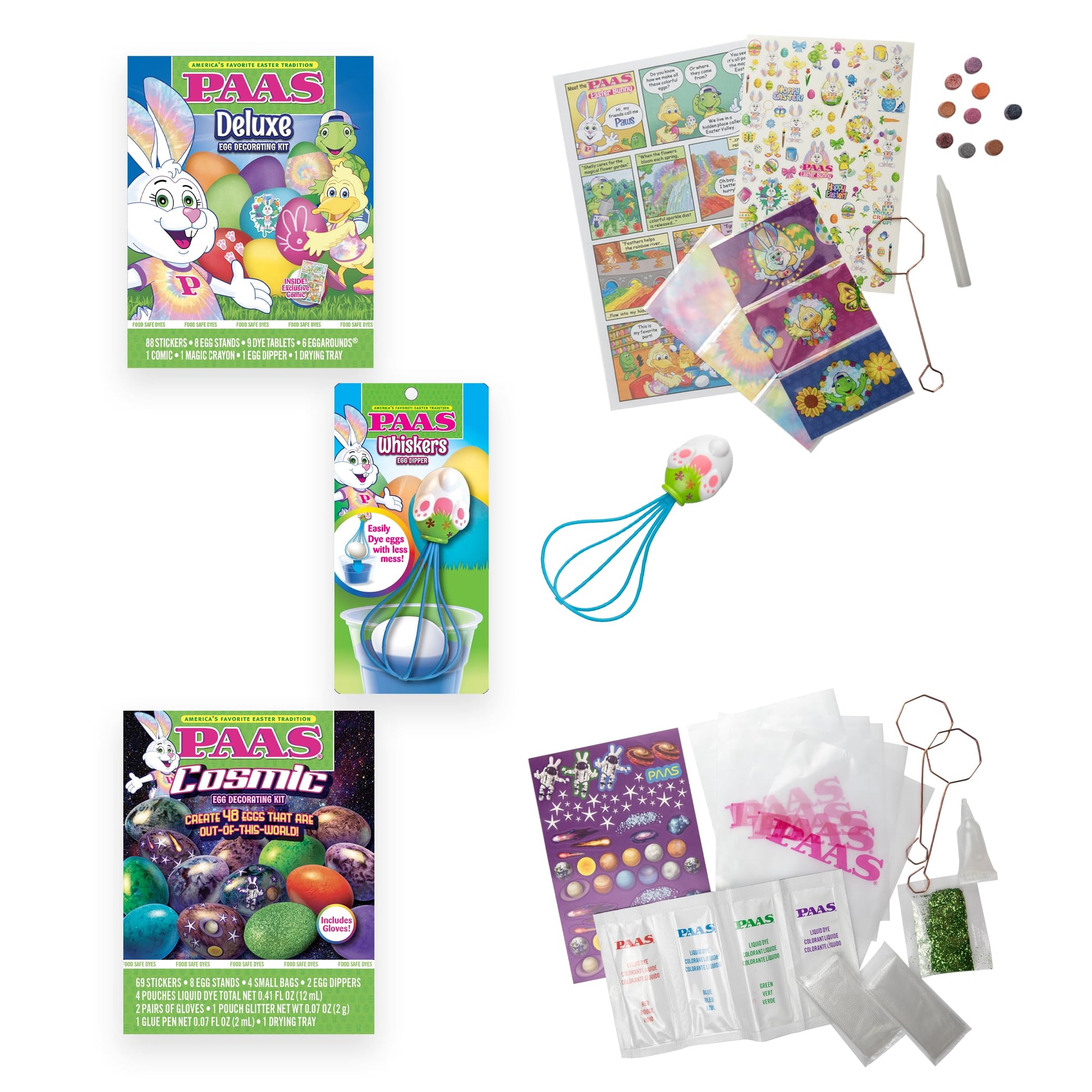 PAAS Easter Egg Decorating Bundle - Deluxe & Cosmic Kits, Food Safe Dye, 3 Piece Set