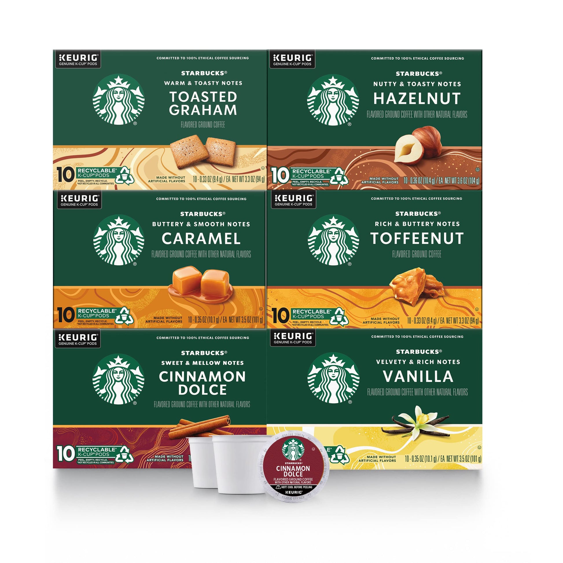 Starbucks K-Cup Coffee Pods Variety Pack - 100% Arabica - 60 Pods - Flavored Coffee for Keurig Brewers