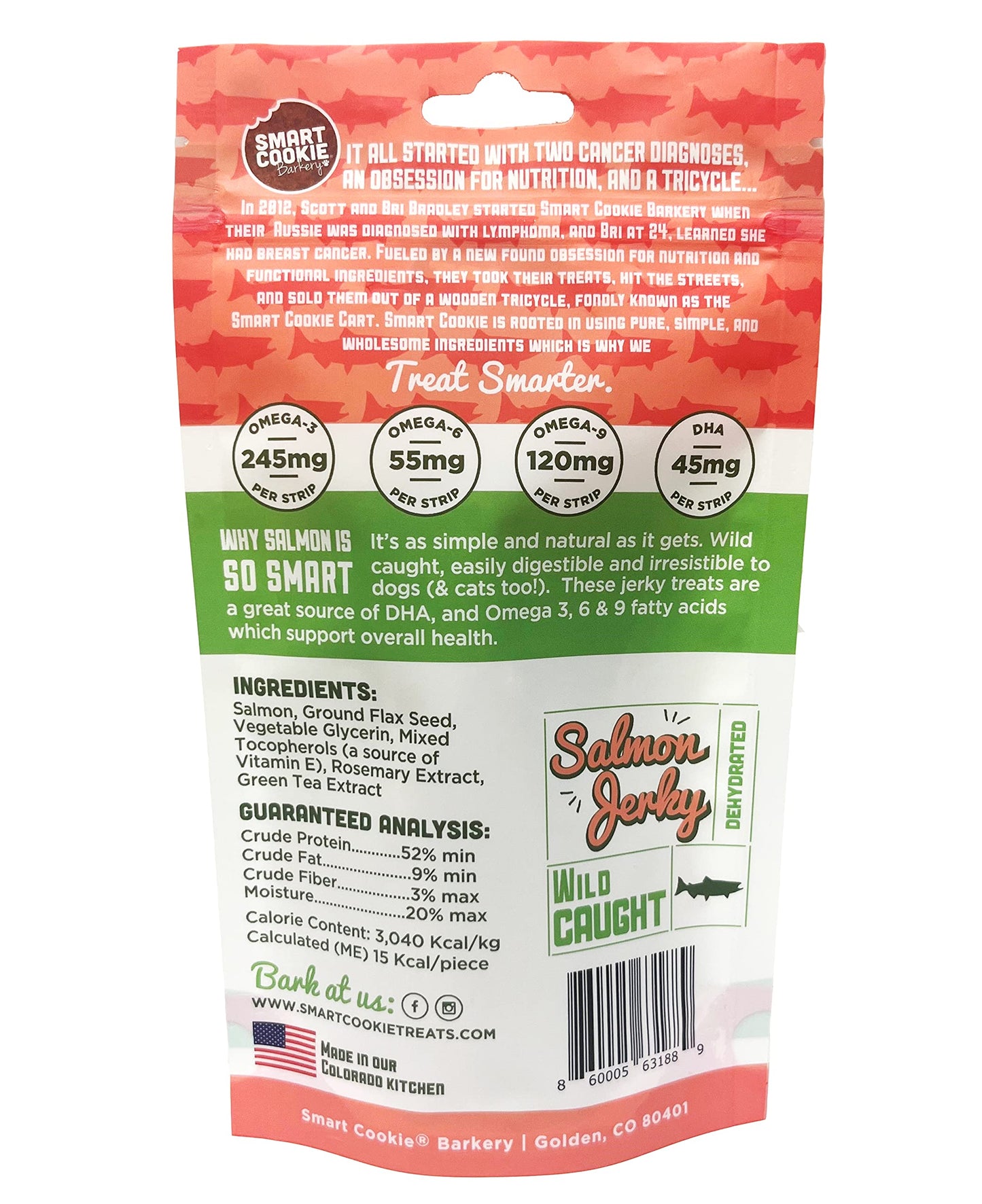 Smart Cookie Salmon Jerky Dog Treats - Dha & Omega Strips For Dogs & Puppies With Allergies, Sensitive Stomachs With Wild Caught