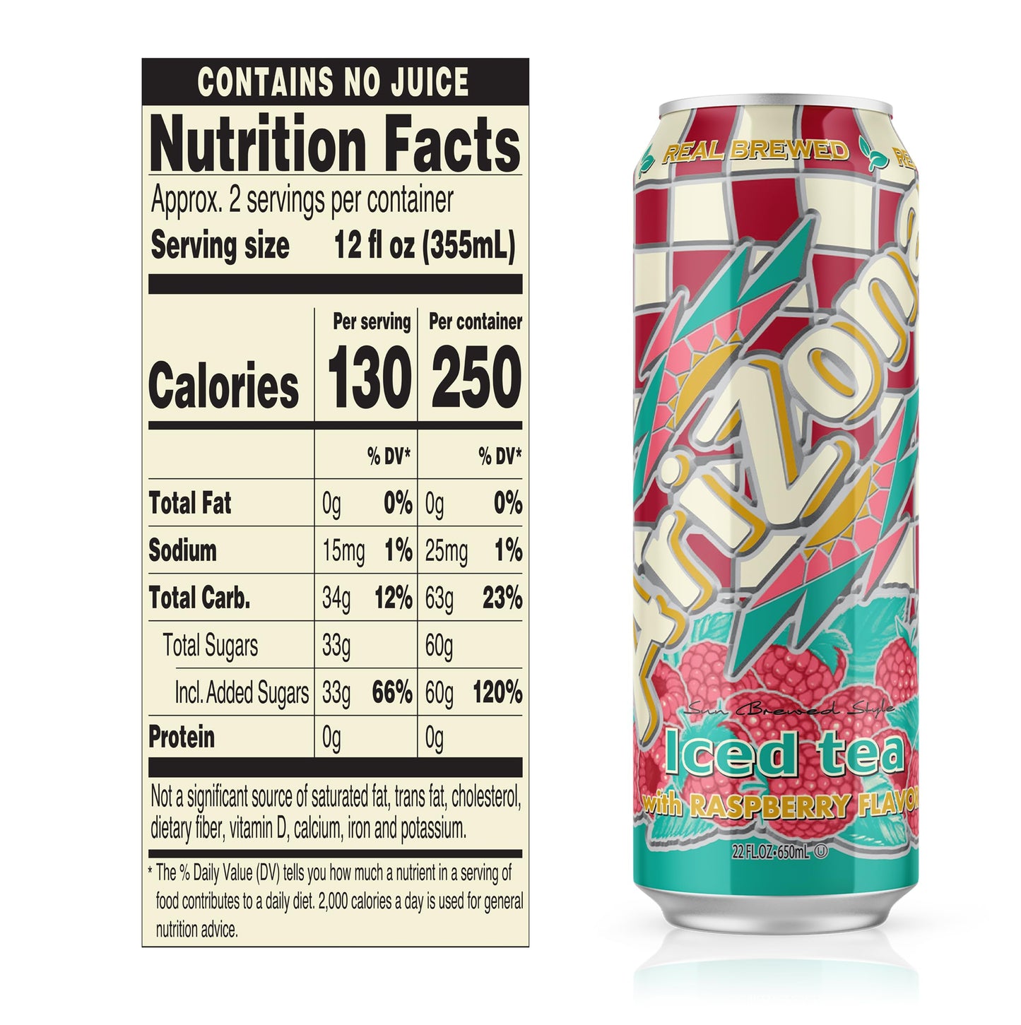 AriZona Raspberry Tea - Big Can, 23 Fl Oz - Pack of 24