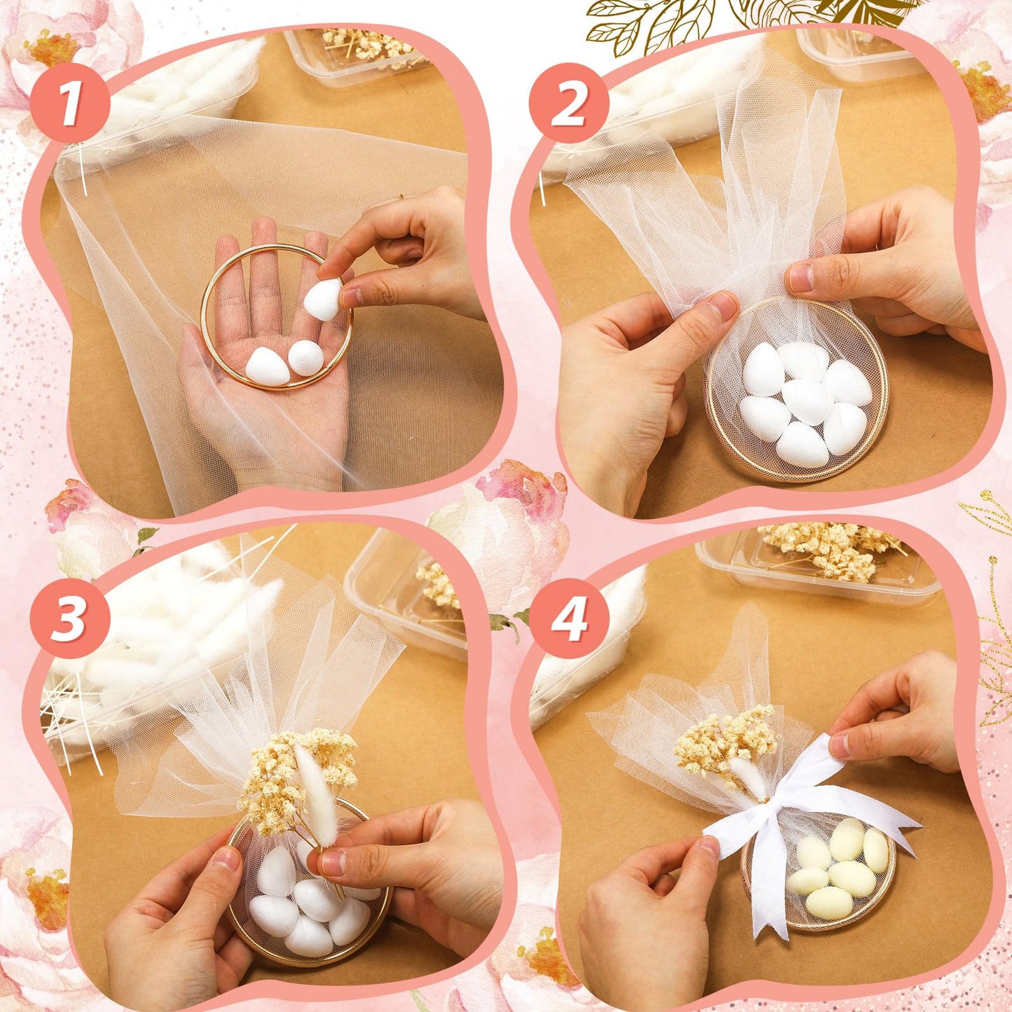 Misdary 50 Set Wedding Almond Candy Favors for Guests Include Ring and Tulle Bag DIY Marzipan Souvenirs for Engagement Bridal Sh