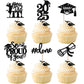 YCTHUNFISH Graduation Cupcake Toppers, 24 Pack, Glitter, Bamboo, Orange, 2025 Theme Party Decorations