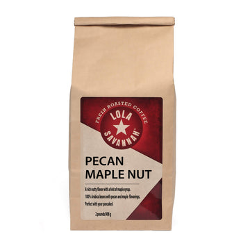 Lola Savannah Pecan Maple Nut Flavored Whole Bean Coffee - Gourmet Coffee Infused With Real Pecan Pieces And A Touch Of Maple Syrup, Caffeinated, 2Lb Bag
