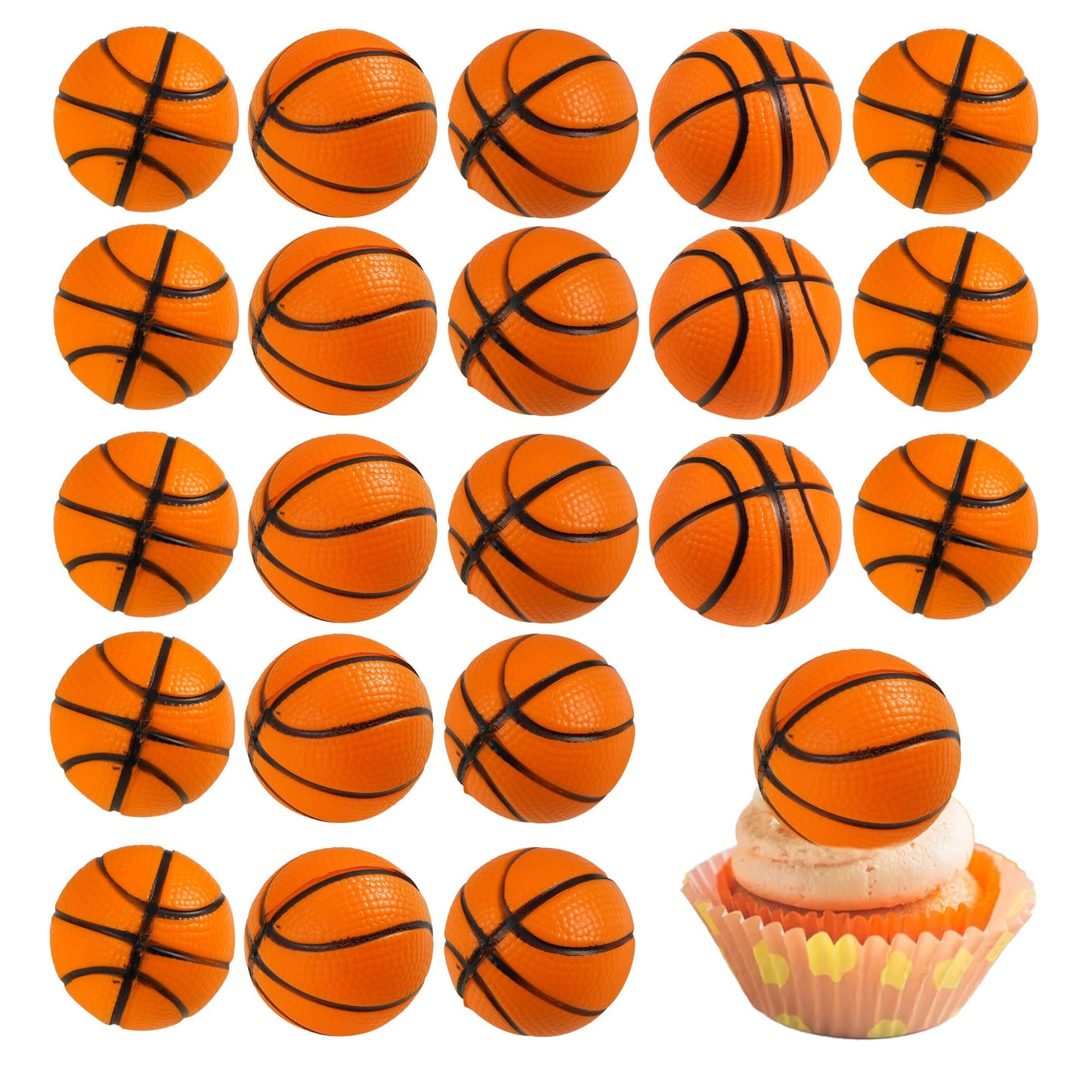Gyufise 10Pcs Basketball Cake Toppers 3D Basketball Cake Pick Decorations For Sports Theme Babyshower Birthday Event Party Suppl