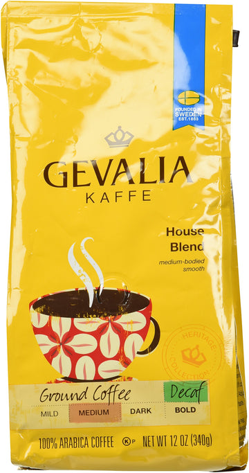 Gevalia, Kaffe, Ground Coffee, House Blend Decaf, 12 Ounce (Pack Of 2)