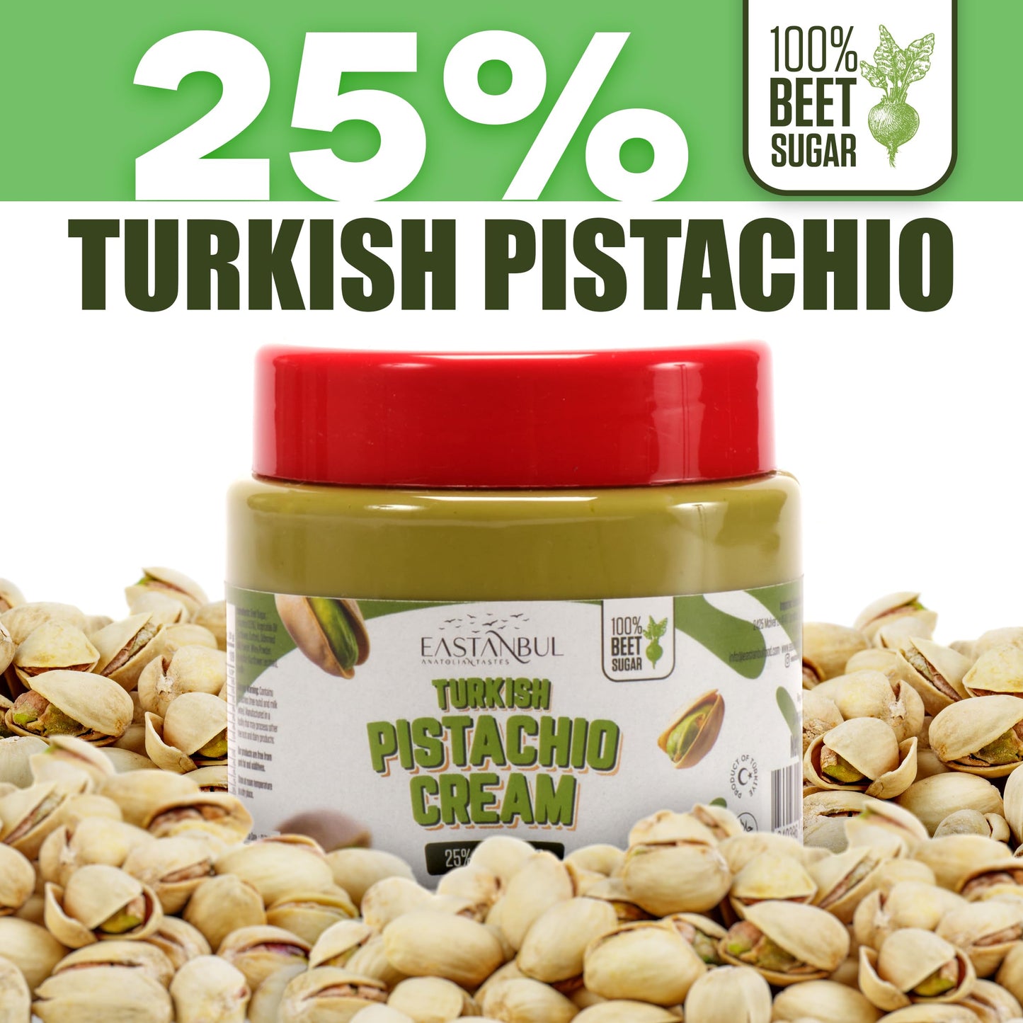 Eastanbul Pistachio Cream, 7.8Oz, Pistachio Butter, Turkish Cream Spread For Dubai Chocolate Bar Kit, Perfect Paste For Dubai Ch