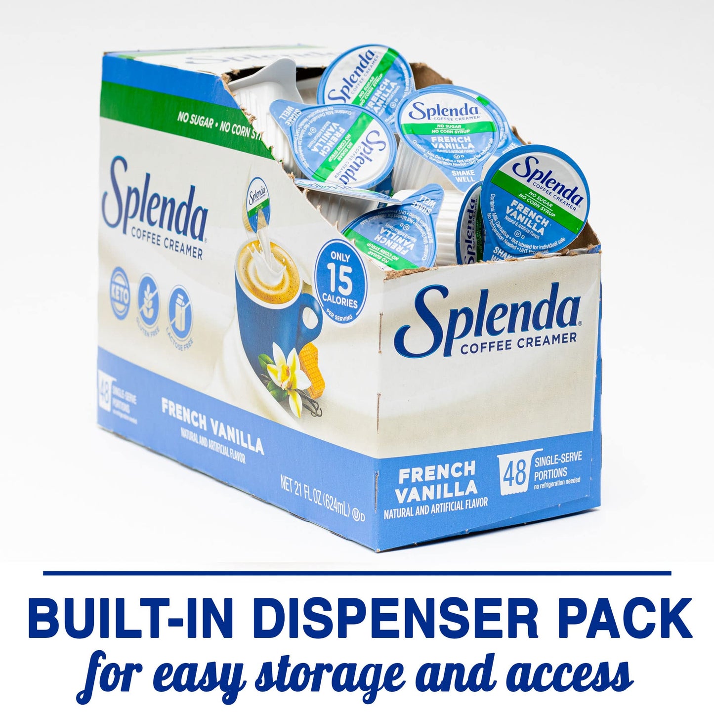 SPLENDA Single Serve Coffee Creamer Cups, Sugar Free French Vanilla, 48 Count (Pack of 2)