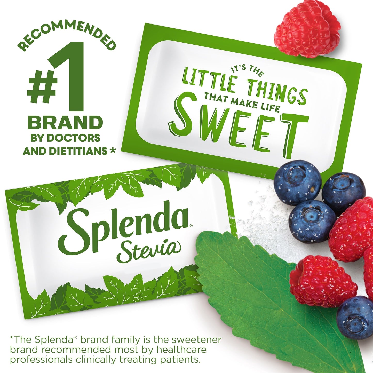 SPLENDA Stevia Zero Calorie Sweetener, Plant Based Sugar Substitute Granulated Powder, Single Serve Packets, 80 Count