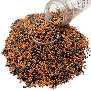 Se Si&Moos Black And Orange Sprinkles Orange And Black Nonpareils Edible Pearls For Cake Decorating Small Pearl Sprinkles Hallow