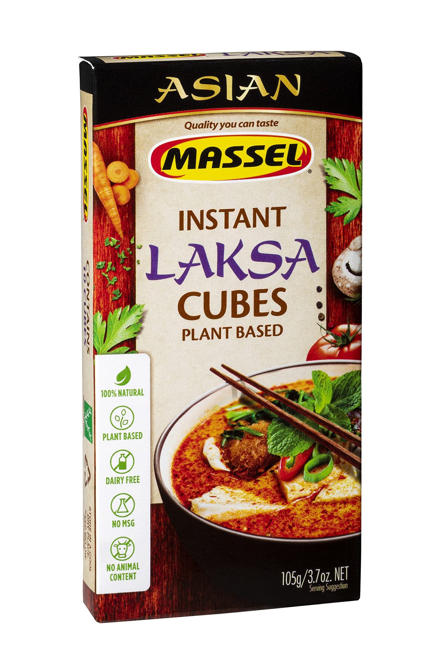 Massel Instant Laksa Bouillon Broth Cubes - No MSG, Gluten-Free Soup Base - Bulk Pack (6 x 105g)