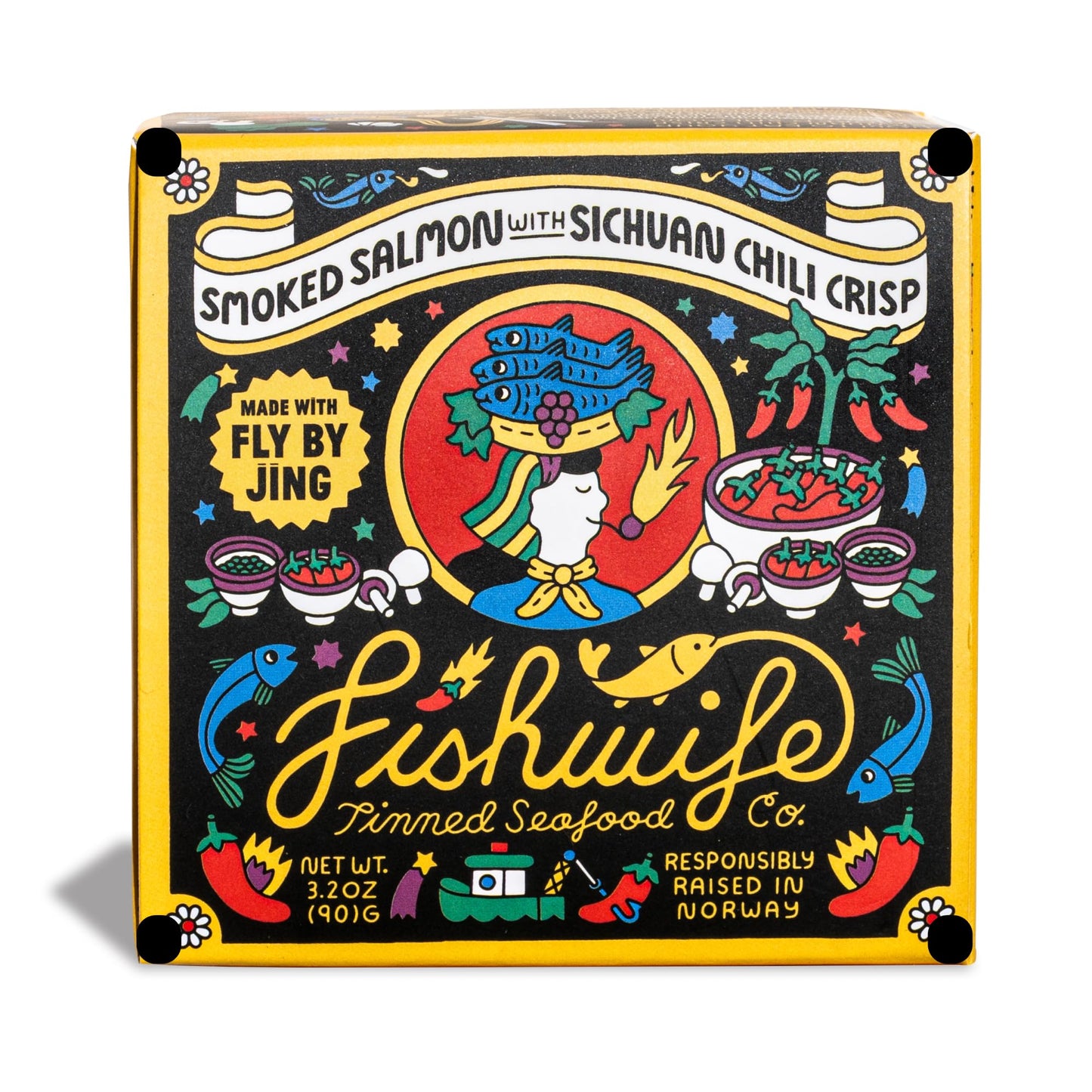 Fishwife Smoked Salmon with Fly by Jin Sichuan Chili Crisp 1-Pack (3.2 Ounce) - MSC-Certified Sustainable Seafood  High Protein  Gluten Free - Handpacked in BPA-Free Tins with Sichuan Chili Sauce