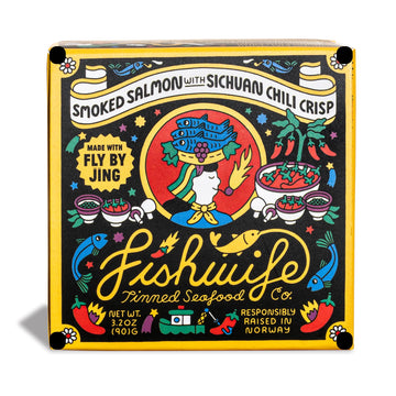 Fishwife Smoked Salmon with Fly by Jin Sichuan Chili Crisp 1-Pack (3.2 Ounce) - MSC-Certified Sustainable Seafood  High Protein  Gluten Free - Handpacked in BPA-Free Tins with Sichuan Chili Sauce