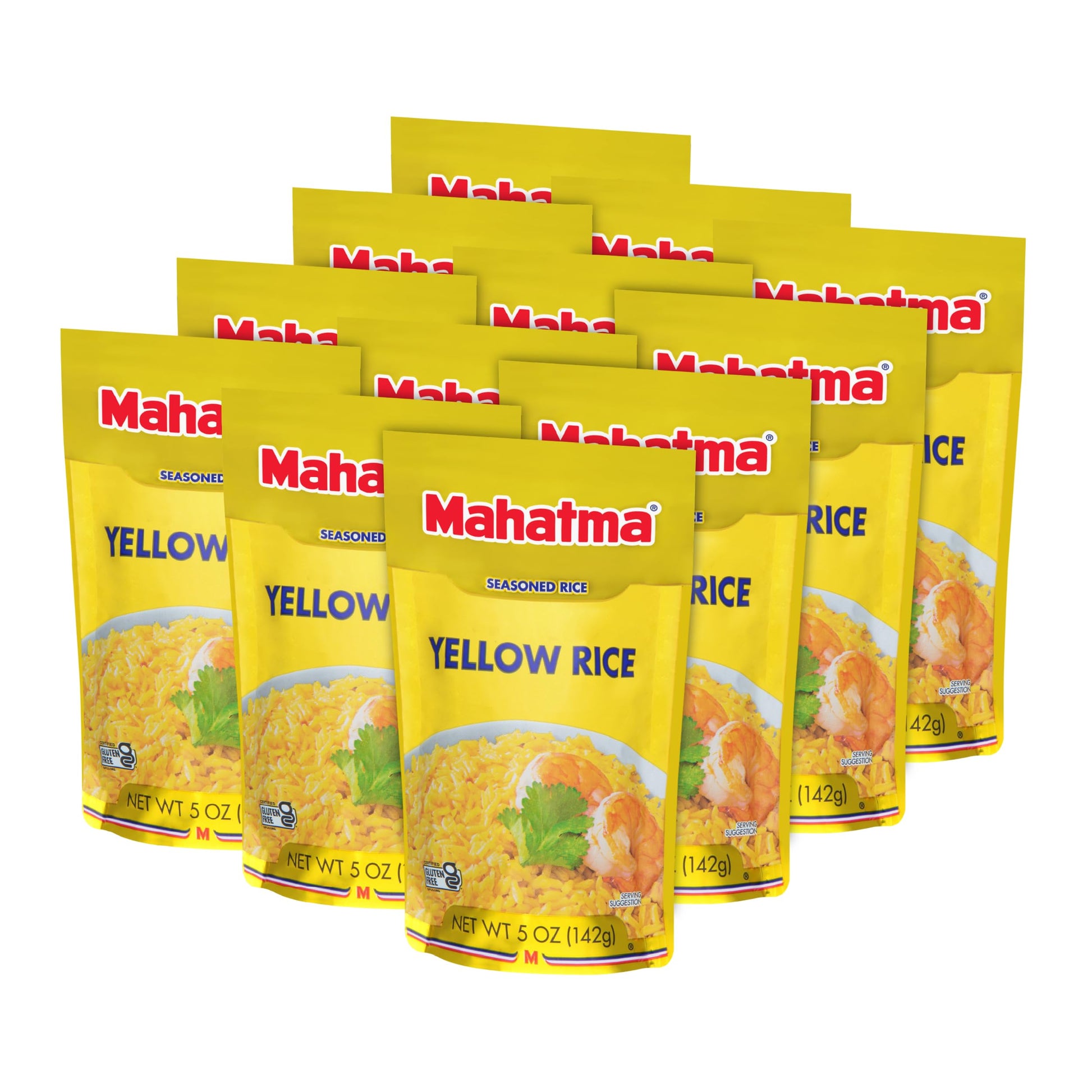 Mahatma Yellow Rice Mix, Long-Grain Rice, Stovetop or Microwave Rice, Gluten-Free and Kosher 20-Minute, 5 Ounces, Pack of 12