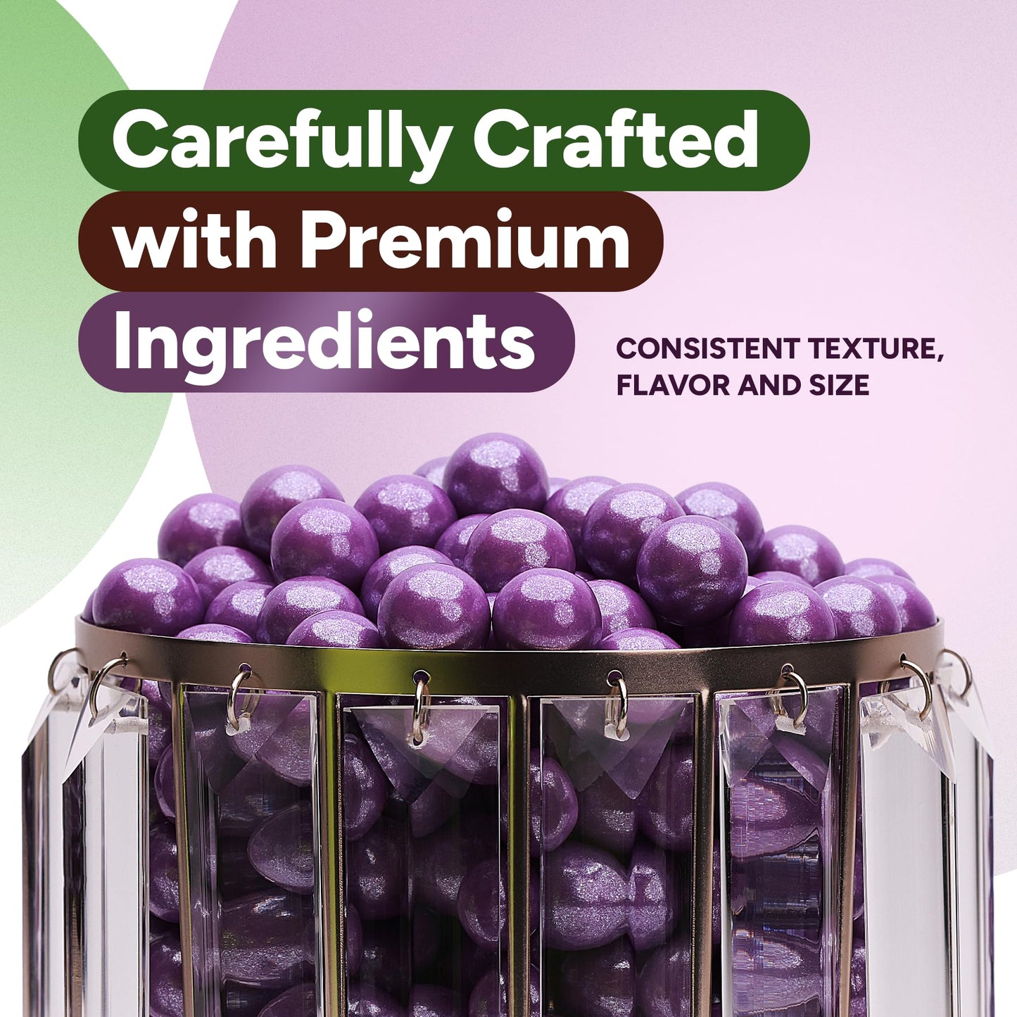 Crafty Confections Shimmer Gumballs - G  Bubble Gum, 3 Pack, 3.5 oz, Pearl Purple Candy for Parties, Easter Baskets, Pinatas