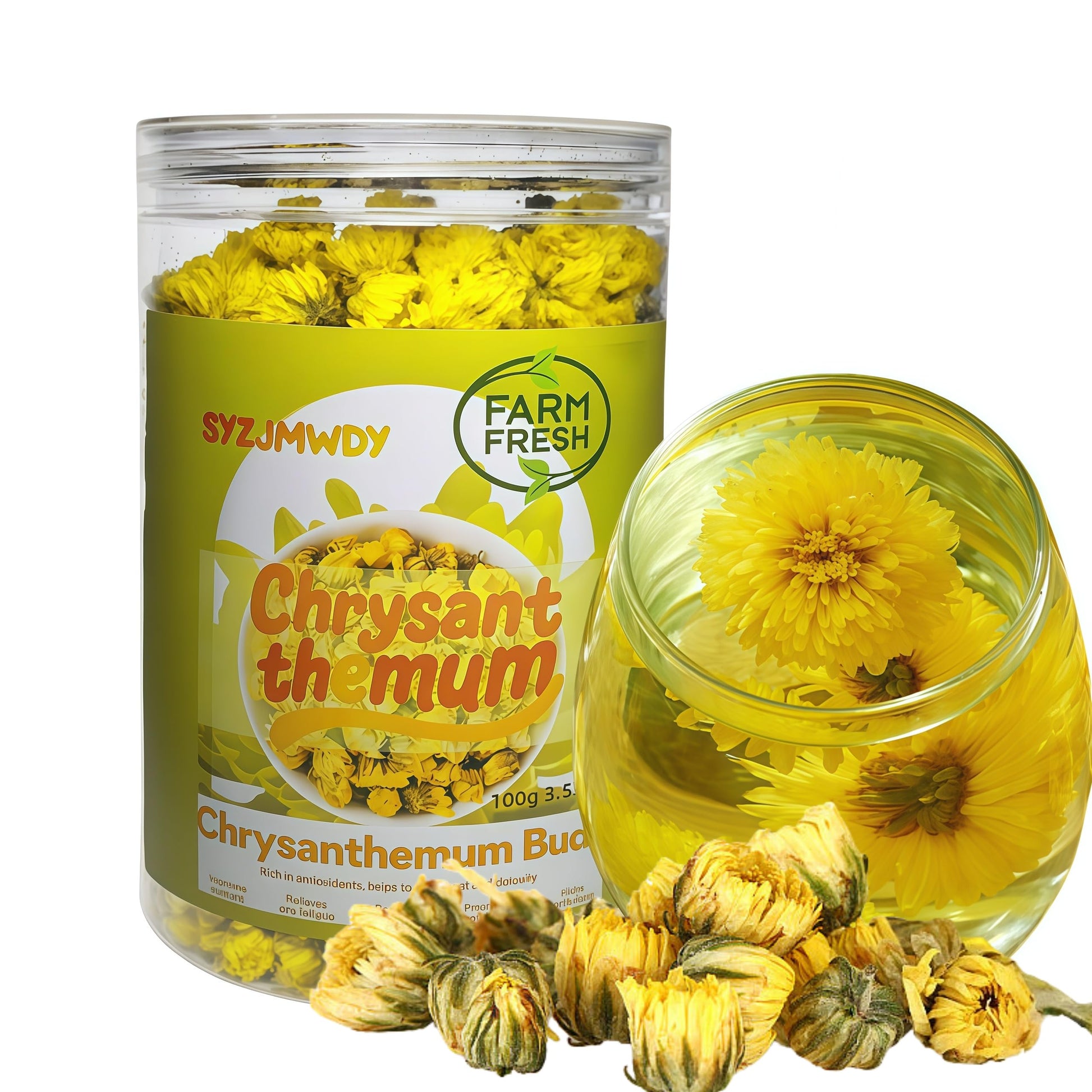 SYZJMWDY Premium Chrysanthemum Tea Loose Leaf, Natural Dried Tai Ju, Non-GMO, 100g (3.52oz)