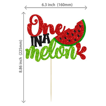 Gyufise 1Pc Watermelon 1St Birthday Cake Topper Glitter One In A Melon Cake Pick For Summer Fruit Watermelon Themed First Birthd