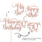 Rssta i Happy 50th Birthday Cake Topper, Rose Gold Glitter, Model XM042, Paper Decoration for Anniversary Party Supplies