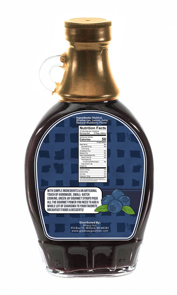 Green Jay Gourmet Sugar Free Blueberry Syrup - All-Natural Pancake & Waffle Syrup, 12 Ounces