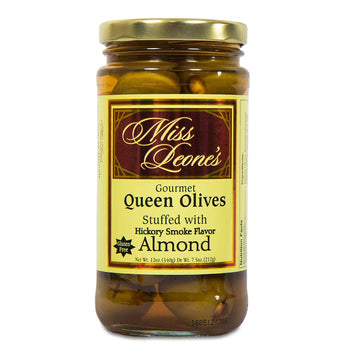 Leonard Mountain Miss Leone's Almond Hickory Stuffed Queen Olives, Pack of 3, 12 oz.