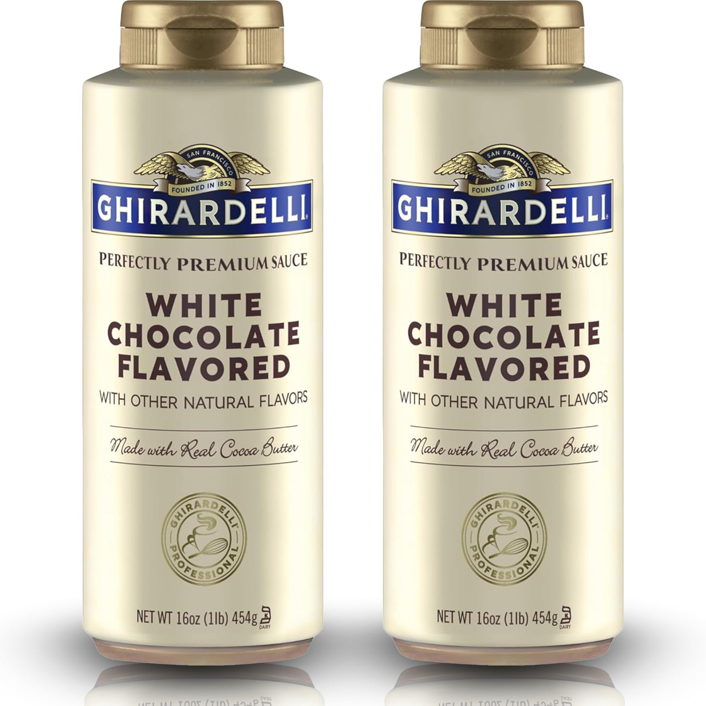 Ghirardelli White Chocolate Flavored Sauce Squeeze Bottles | 16 Oz (Pack Of 2) | Smooth Creamy White Chocolate Dessert Topping For Coffee Drinks  Ice Cream  And Baking Recipes