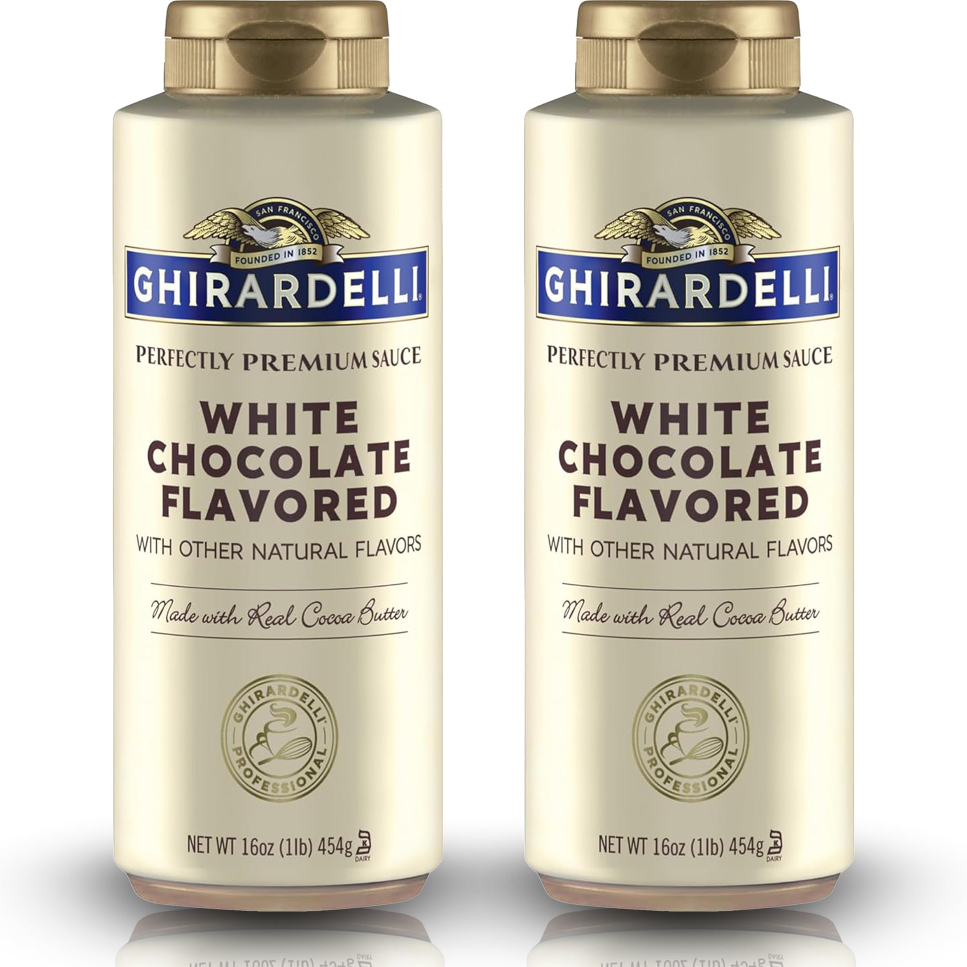 Ghirardelli White Chocolate Flavored Sauce Squeeze Bottles | 16 Oz (Pack Of 2) | Smooth Creamy White Chocolate Dessert Topping For Coffee Drinks  Ice Cream  And Baking Recipes
