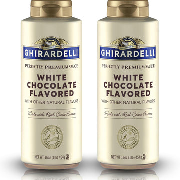 Ghirardelli White Chocolate Flavored Sauce Squeeze Bottles | 16 Oz (Pack Of 2) | Smooth Creamy White Chocolate Dessert Topping For Coffee Drinks  Ice Cream  And Baking Recipes