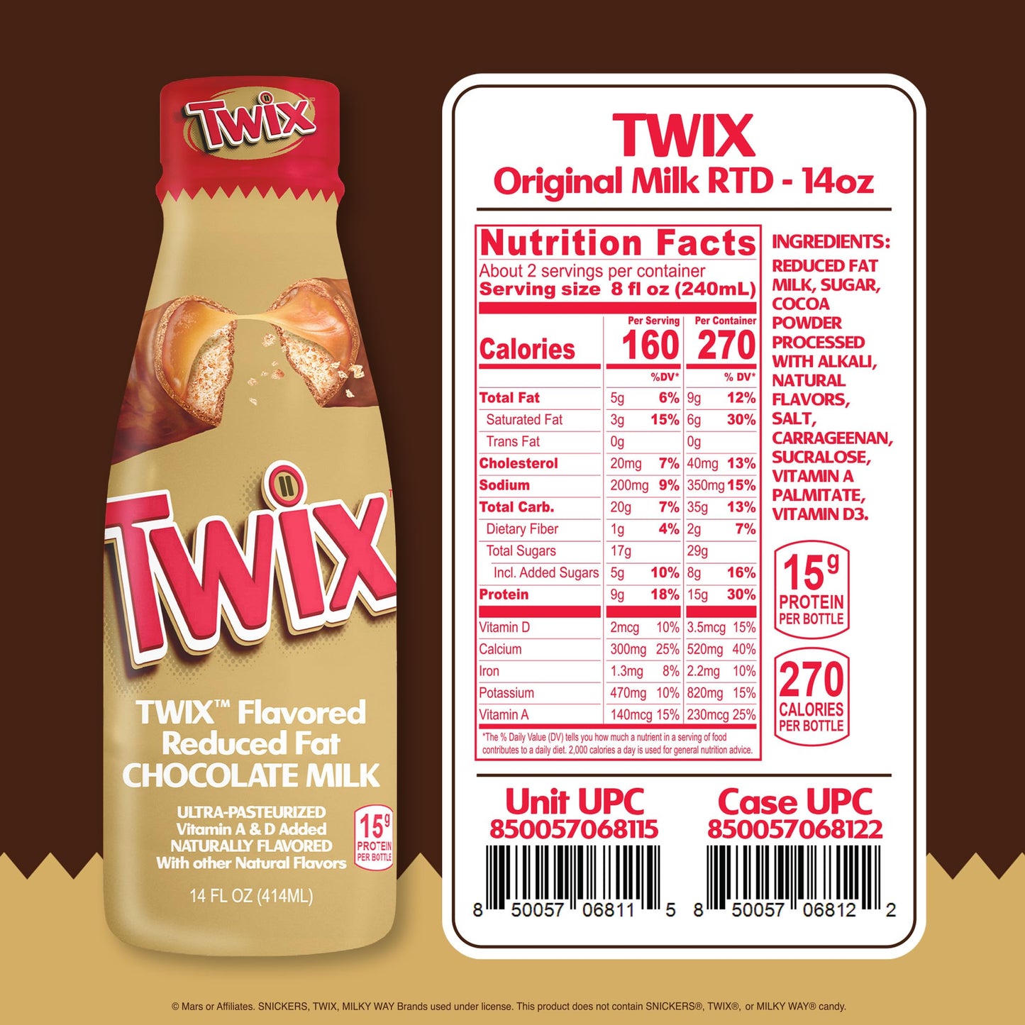 Twix Chocolate Milk - Packed with the flavors of crunchy cookie, delicious caramel and creamy chocolate. Pack of 12, 14 oz Bottl
