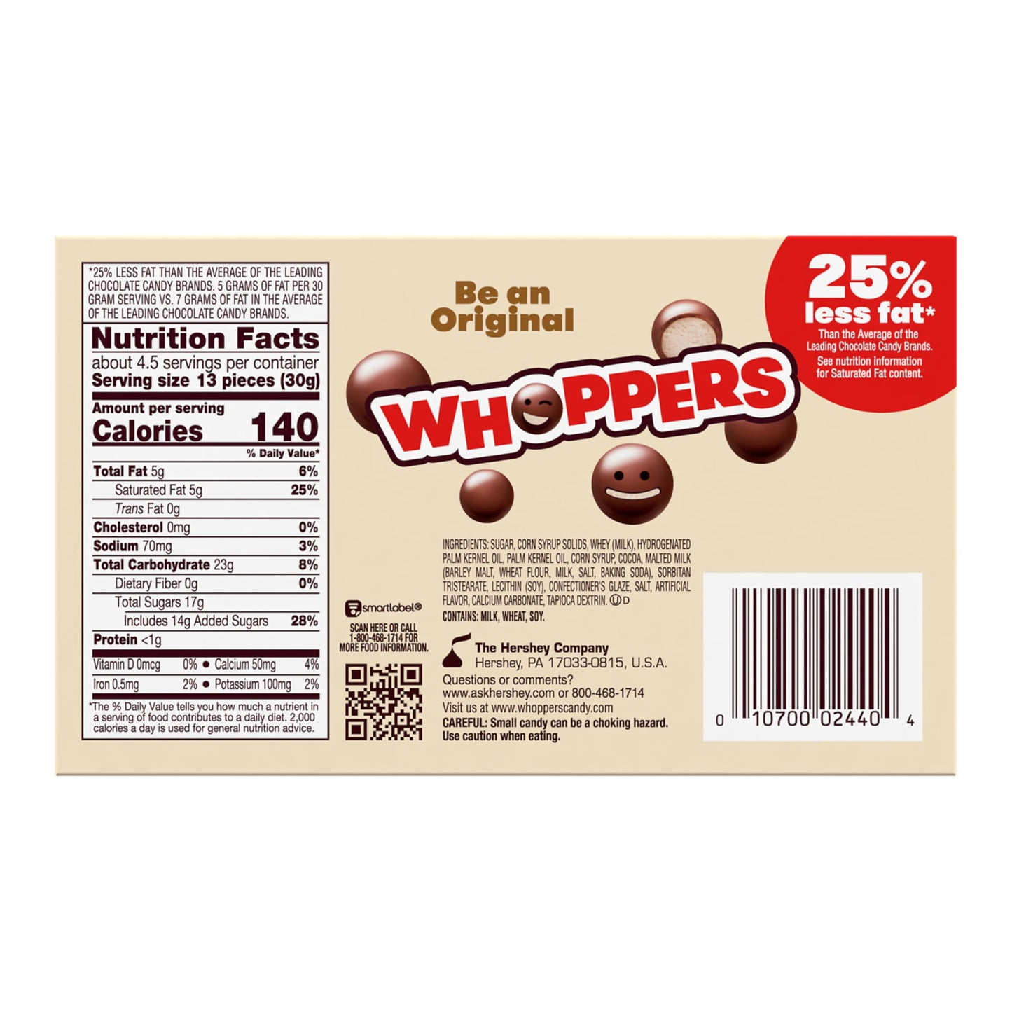 Whoppers Malted Milk Balls Candy Box, 5 Oz