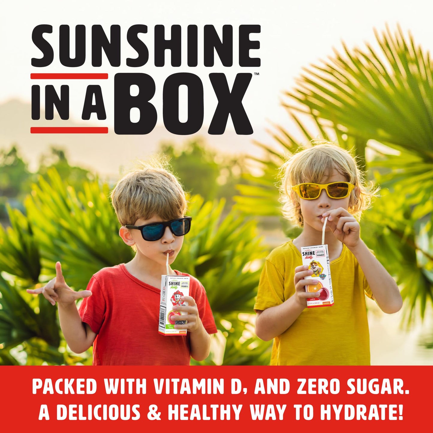 Shinekids X Paw Patrol Vitamin D Juice Box Healthy Drinks For Kids, Fruity Punch, 32 Pack, Sugar Free Kids Juice Boxes, 0 Calori