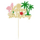 Gyufise 1Pcs Glitter Flamingo Happy Birthday Cake Topper Flamingo Cake Decoration For Hawaiian Luau Tropical Pineapple Theme Kid