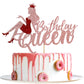 Migeaks Birthday Queen Cake Topper Crown High Heels Rose Gold Glitter Decoration Model 01