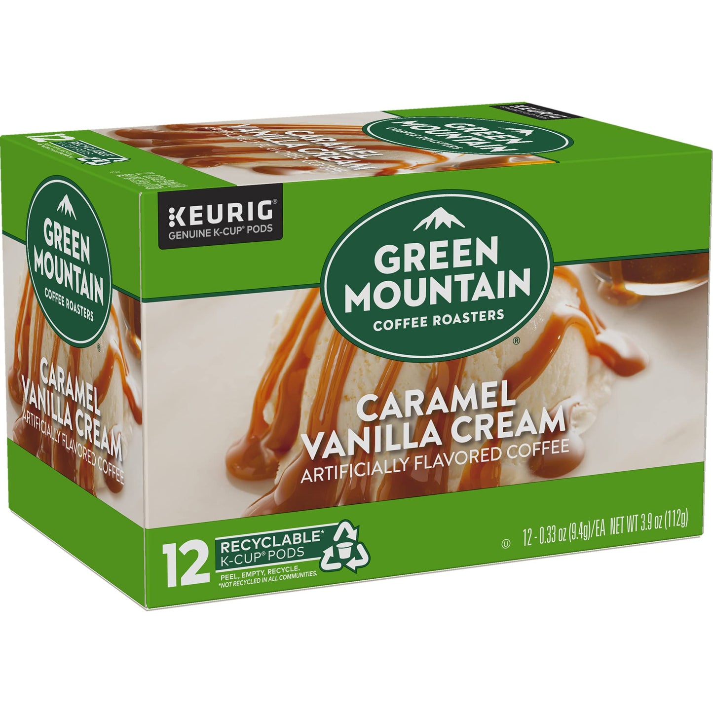 Green Mountain Coffee Roasters Caramel Vanilla Cream Keurig Single-Serve K-Cup Pods, Light Roast Coffee, 12 Count