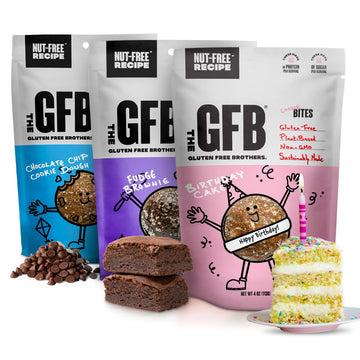 The Gfb Gluten Free Protein Cookie Bites Nut Free Variety Pack - Super Tasty Allergen Friendly Fudge Brownie, Cookie Dough & Bir