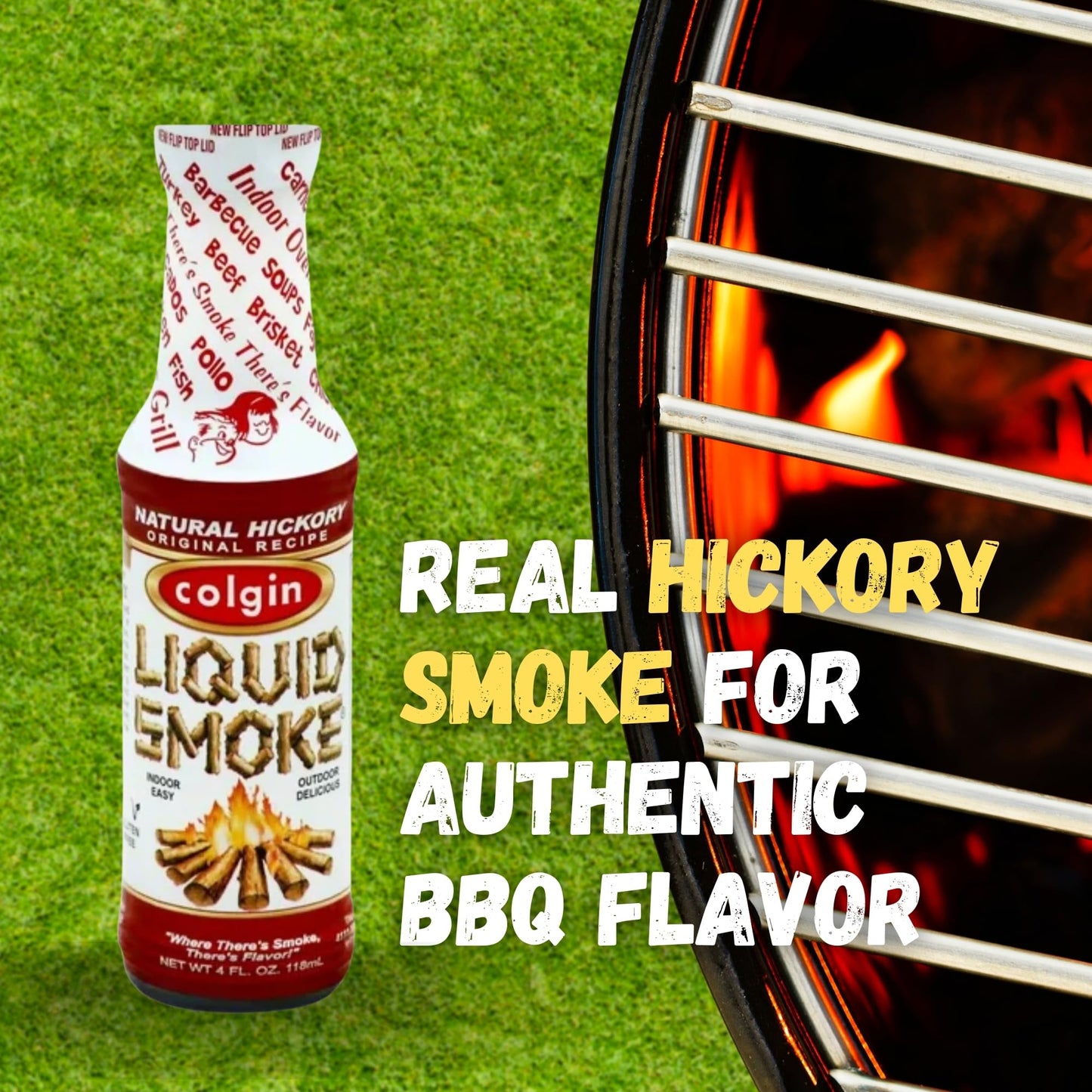 Colgin Liquid Smoke - Authentic Hickory Flavor for Cooking & BBQ - 4 oz - Perfect for Meats, Sauces, & Marinades - Model 23-GR2-KHFM000191