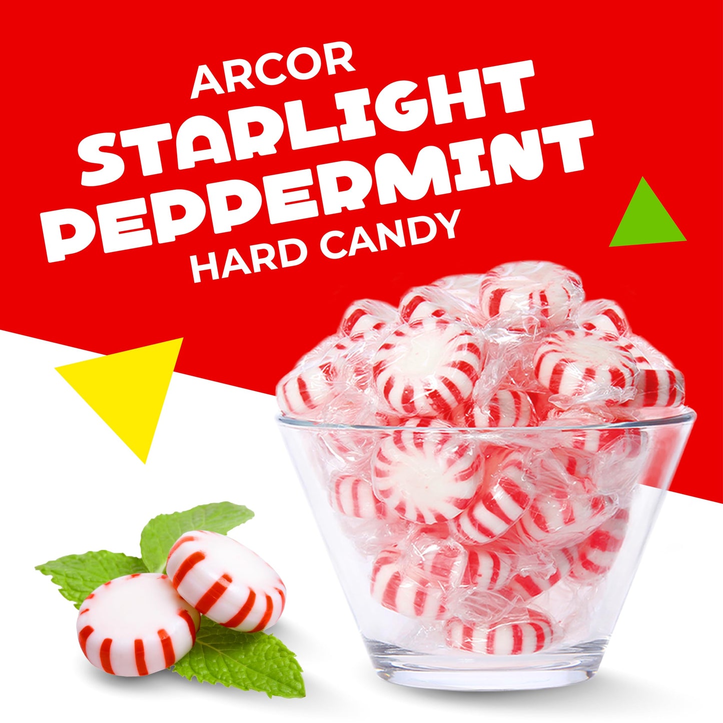 Arcor Starlight Peppermint Mints | 1 Pound Bag - Approx. 75 Count | Hard Candy, Individually Wrapped