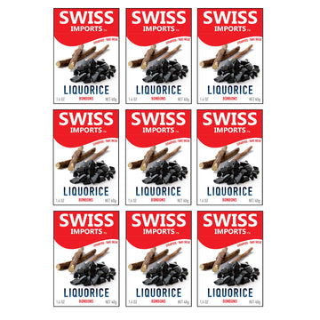 Swiss Imports Sugar Free Bonbons Hard Candy Drops, Licorice, 1.4 Oz/40G Box, 9 Pack