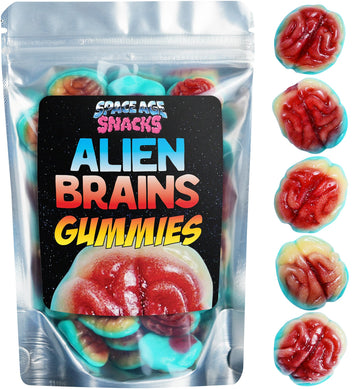 Alien Gummy Brains - 10 Ounces Of Gummy Halloween Candy For Halloween Themed Candy Occasions - Spooky Candy Halloween Gummies Fo
