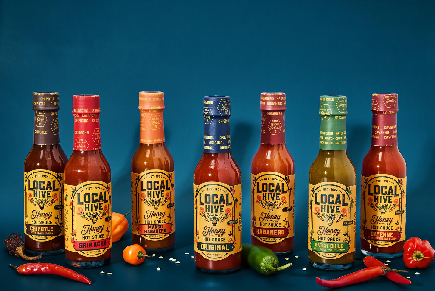 Local Hive Sriracha Honey Hot Sauce - 6oz, Sweet & Spicy, Natural Raw Honey with Sriracha Pepper Sauce for Dipping, Tacos, BBQ,