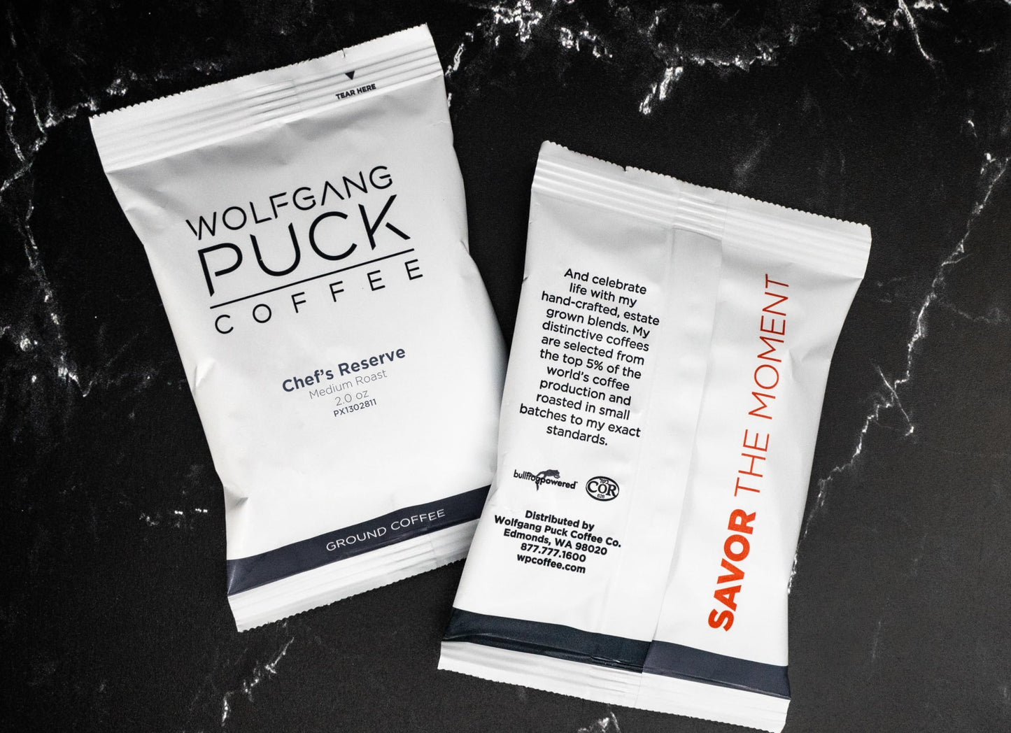 Wolfgang Puck Coffee Portion Packs, Chefs Reserve, 2 Ounce (Pack of 18), Single