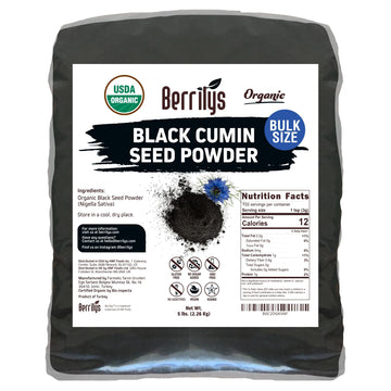 Berrilys Organic Black Cumin Seeds Powder, Ground, 5 LB, Great for Baking, Versatile Ingredient