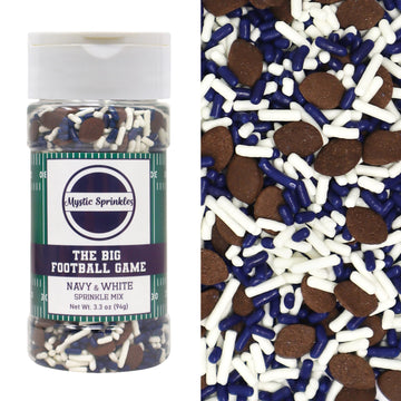 Mystic Sprinkles The Big Football Game Jimmy Mix 3oz Bottle (Navy Blue & White Sprinkle Mix 3oz)