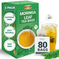 LeafLea Moringa Tea Bags - Premium Herbal Tea, Caffeine-Free, Non-GMO, Sugar-Free, 80 Bags (Pack of 2)