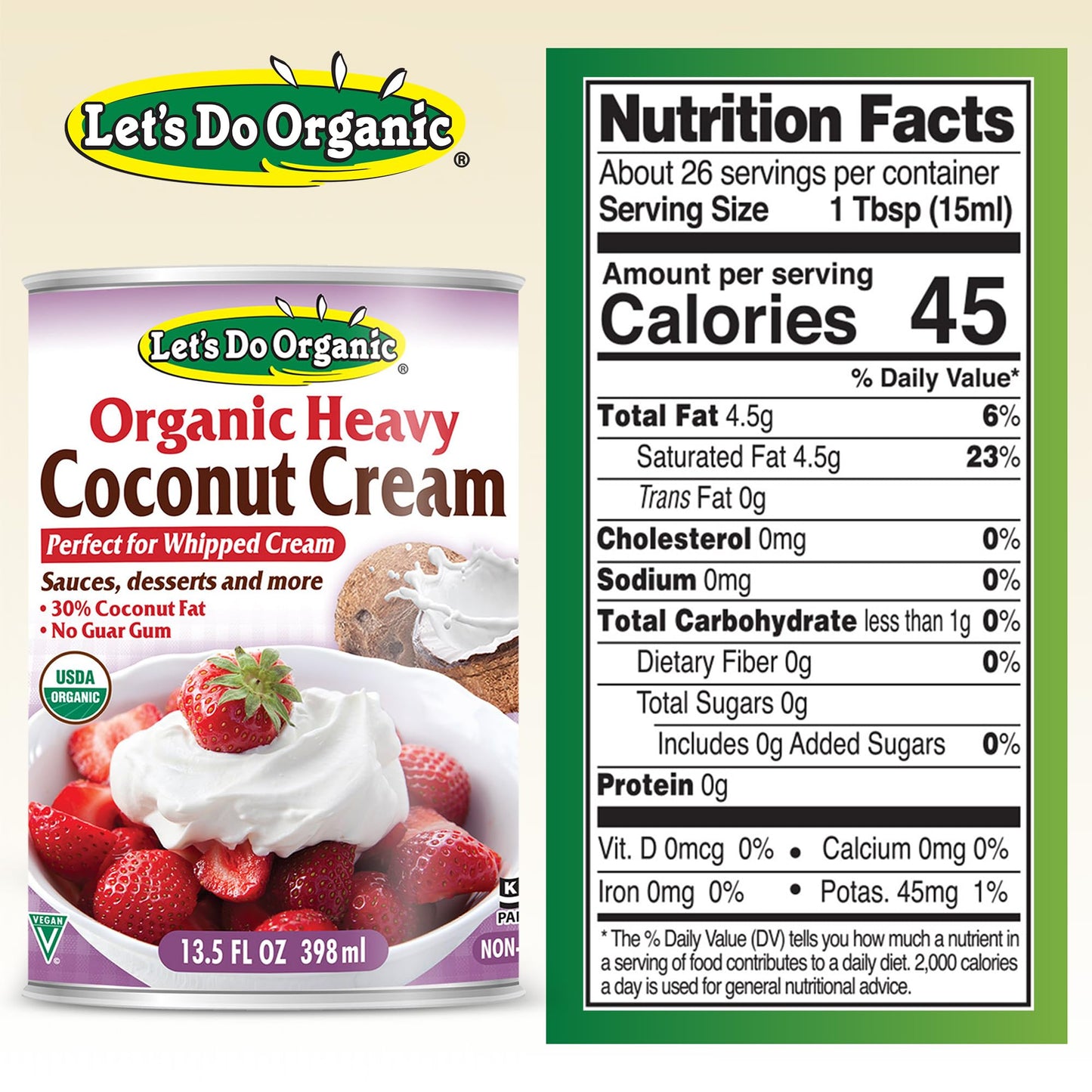 Lets Do Organic Vegan Coconut Cream - Heavy Whipped Cream, 13.5 Fl Oz, Pack of 12
